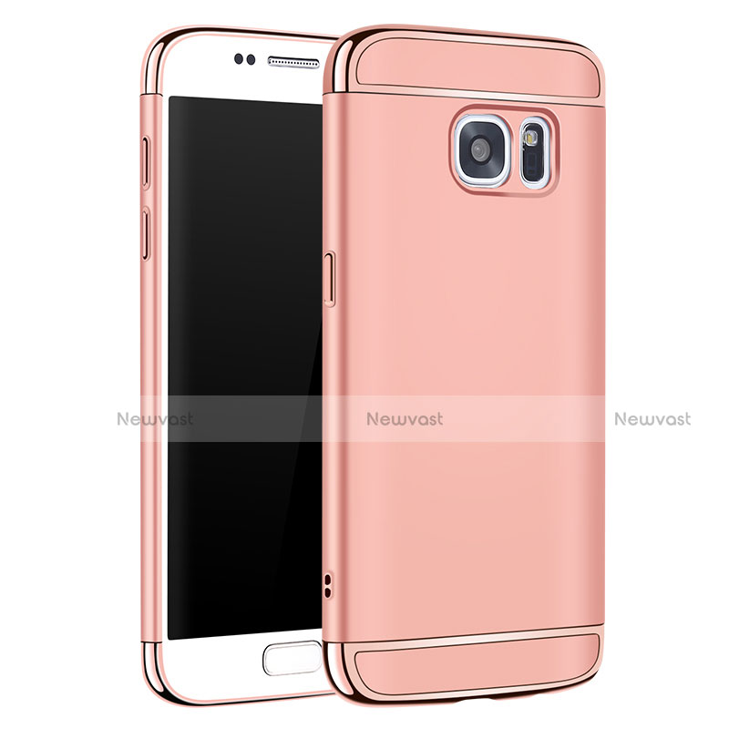 Luxury Metal Frame and Plastic Back Cover Case M01 for Samsung Galaxy S7 G930F G930FD Rose Gold