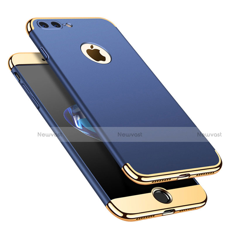 Luxury Metal Frame and Plastic Back Cover Case M02 for Apple iPhone 8 Plus Blue