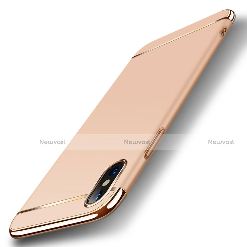 Luxury Metal Frame and Plastic Back Cover Case M05 for Apple iPhone X Gold