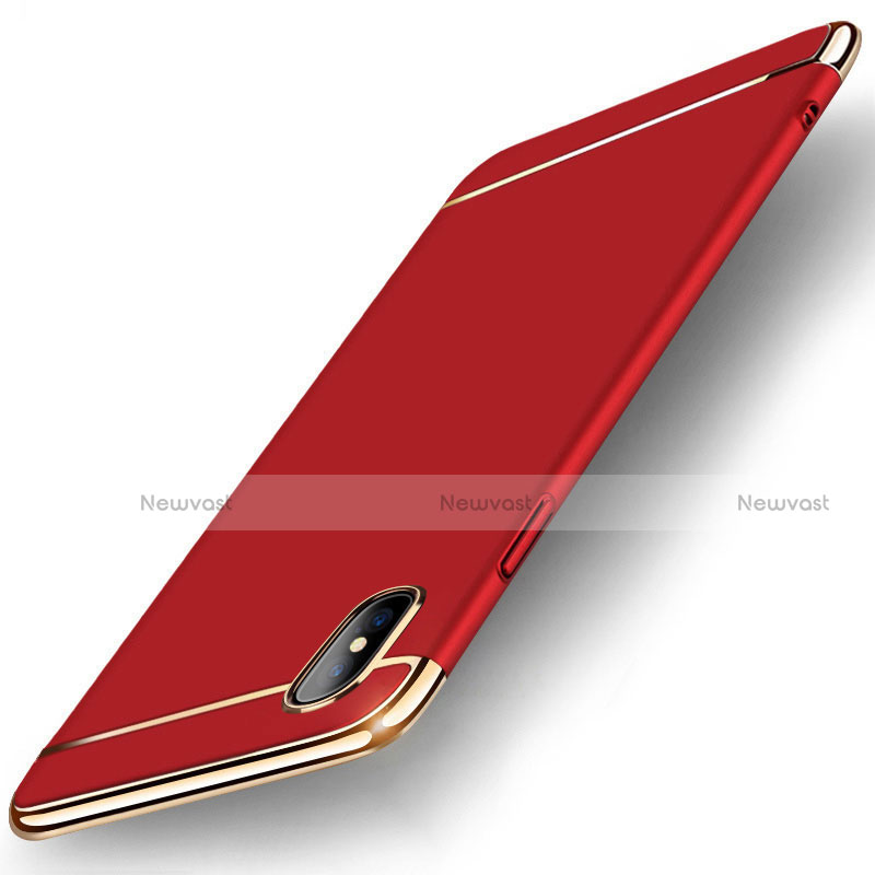 Luxury Metal Frame and Plastic Back Cover Case M05 for Apple iPhone X Red