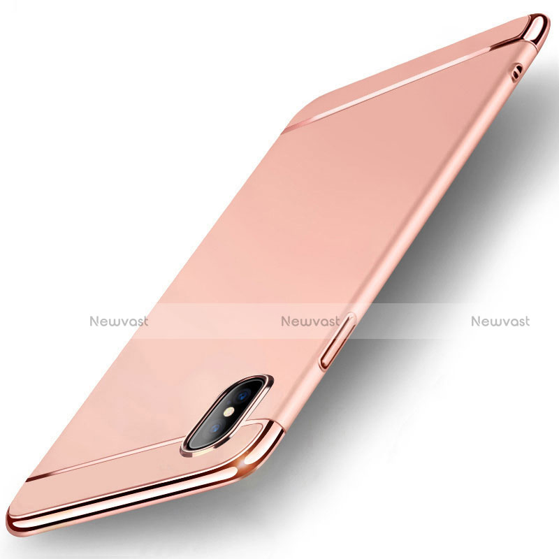 Luxury Metal Frame and Plastic Back Cover Case M05 for Apple iPhone X Rose Gold