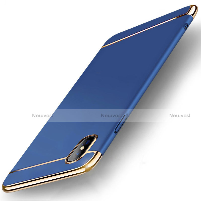 Luxury Metal Frame and Plastic Back Cover Case M05 for Apple iPhone Xs Max Blue