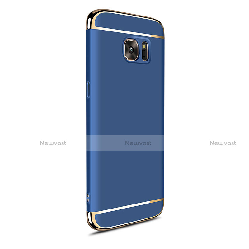 Luxury Metal Frame and Plastic Back Cover Case M05 for Samsung Galaxy S7 Edge G935F Blue