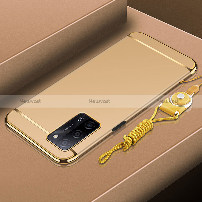 Luxury Metal Frame and Plastic Back Cover Case P01 for Oppo A53s 5G Gold