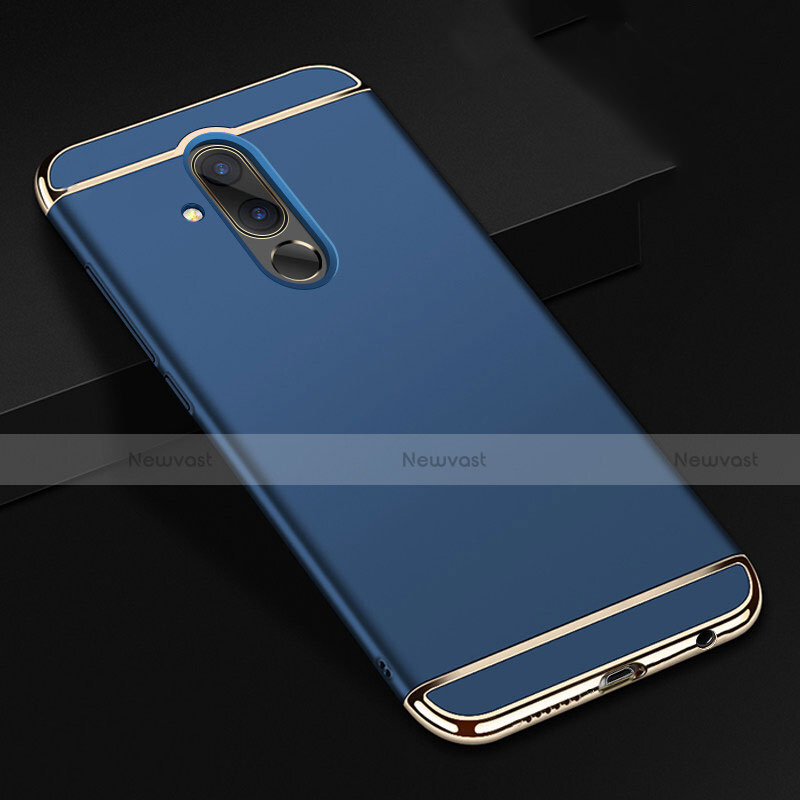 Luxury Metal Frame and Plastic Back Cover Case T01 for Huawei Mate 20 Lite Blue