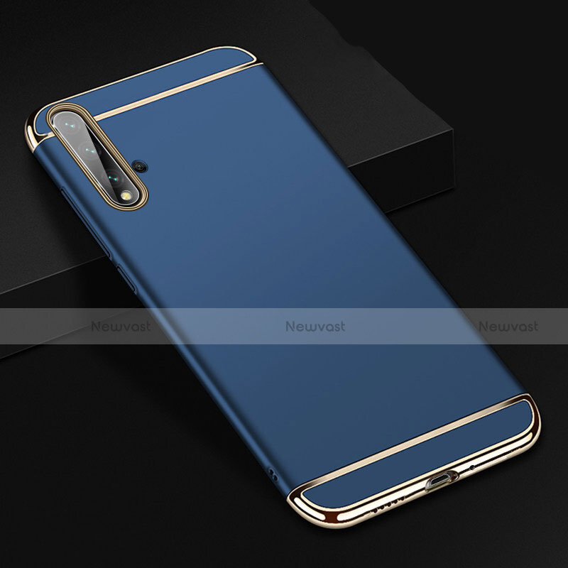 Luxury Metal Frame and Plastic Back Cover Case T01 for Huawei Nova 5 Blue