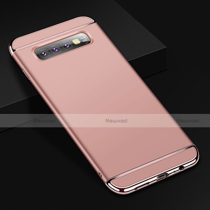 Luxury Metal Frame and Plastic Back Cover Case T01 for Samsung Galaxy S10 Rose Gold