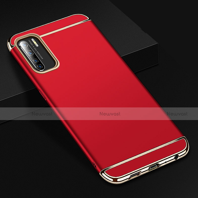 Luxury Metal Frame and Plastic Back Cover Case T02 for Oppo A91 Red