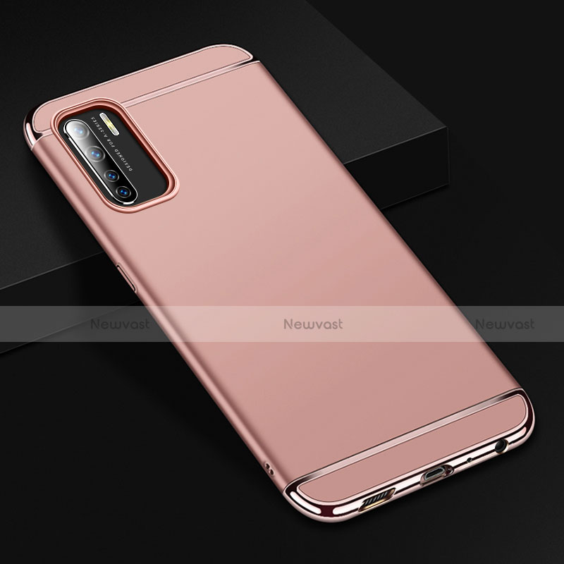 Luxury Metal Frame and Plastic Back Cover Case T02 for Oppo Find X2 Lite Rose Gold