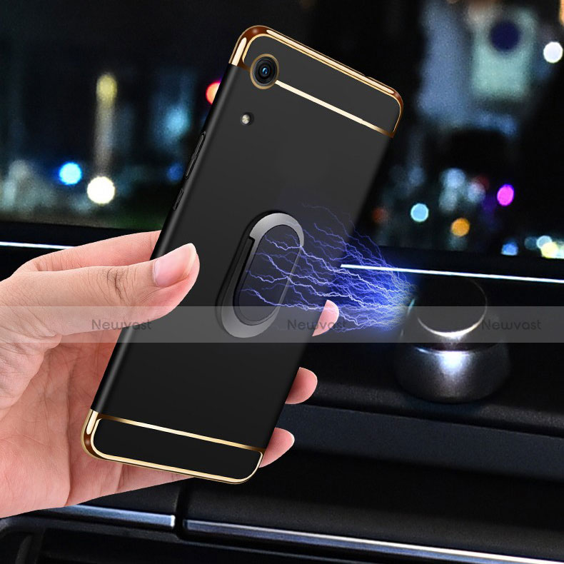 Luxury Metal Frame and Plastic Back Cover Case with Finger Ring Stand A01 for Huawei Honor 8A
