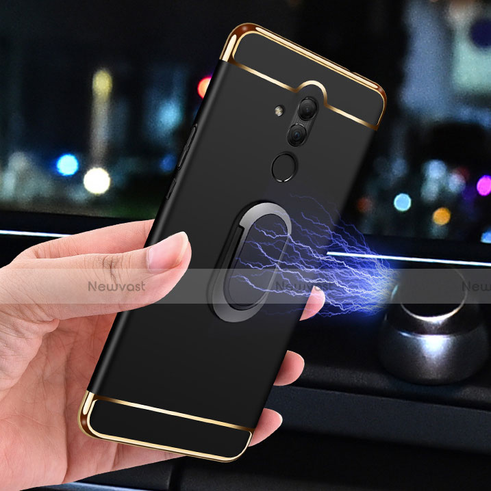 Luxury Metal Frame and Plastic Back Cover Case with Finger Ring Stand A01 for Huawei Mate 20 Lite