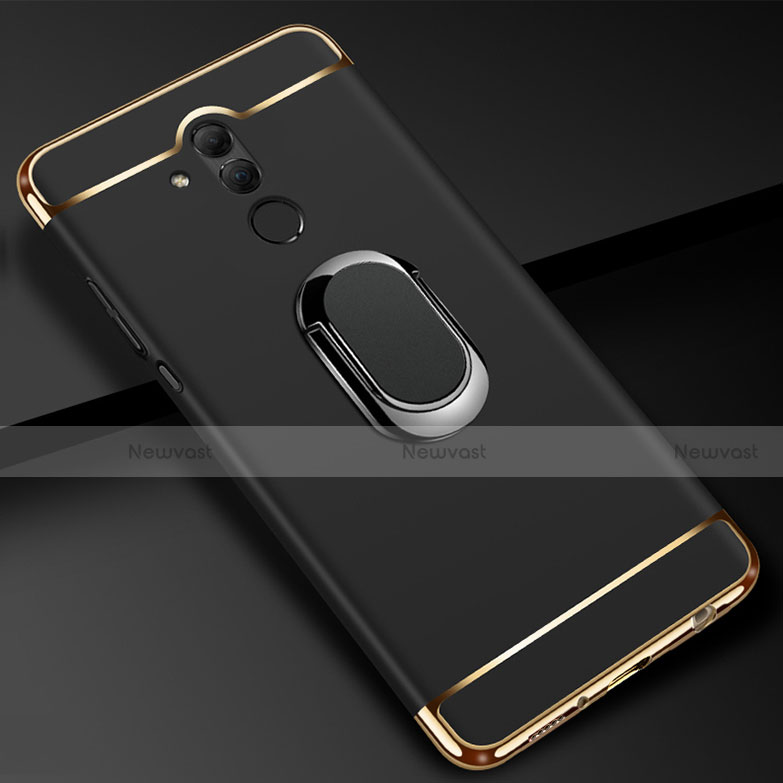 Luxury Metal Frame and Plastic Back Cover Case with Finger Ring Stand A01 for Huawei Mate 20 Lite Black