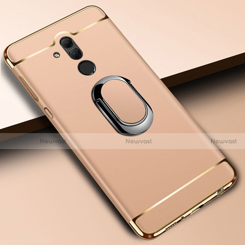Luxury Metal Frame and Plastic Back Cover Case with Finger Ring Stand A01 for Huawei Mate 20 Lite Gold