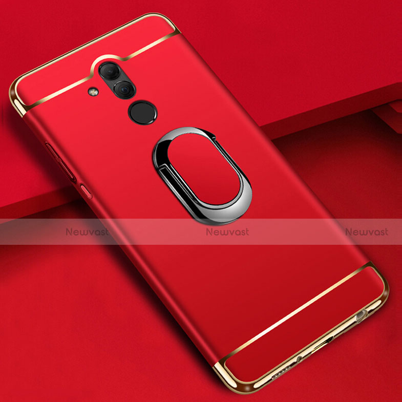 Luxury Metal Frame and Plastic Back Cover Case with Finger Ring Stand A01 for Huawei Mate 20 Lite Red