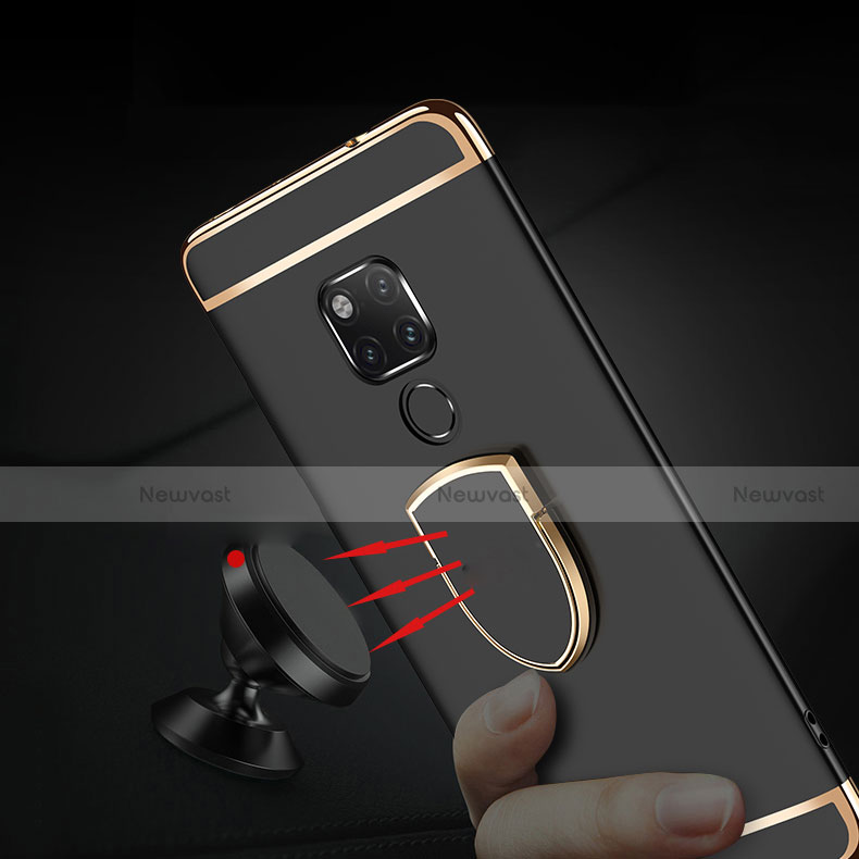 Luxury Metal Frame and Plastic Back Cover Case with Finger Ring Stand A01 for Huawei Mate 20 X 5G