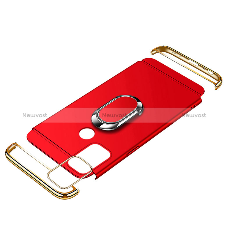 Luxury Metal Frame and Plastic Back Cover Case with Finger Ring Stand A01 for Oppo A11s