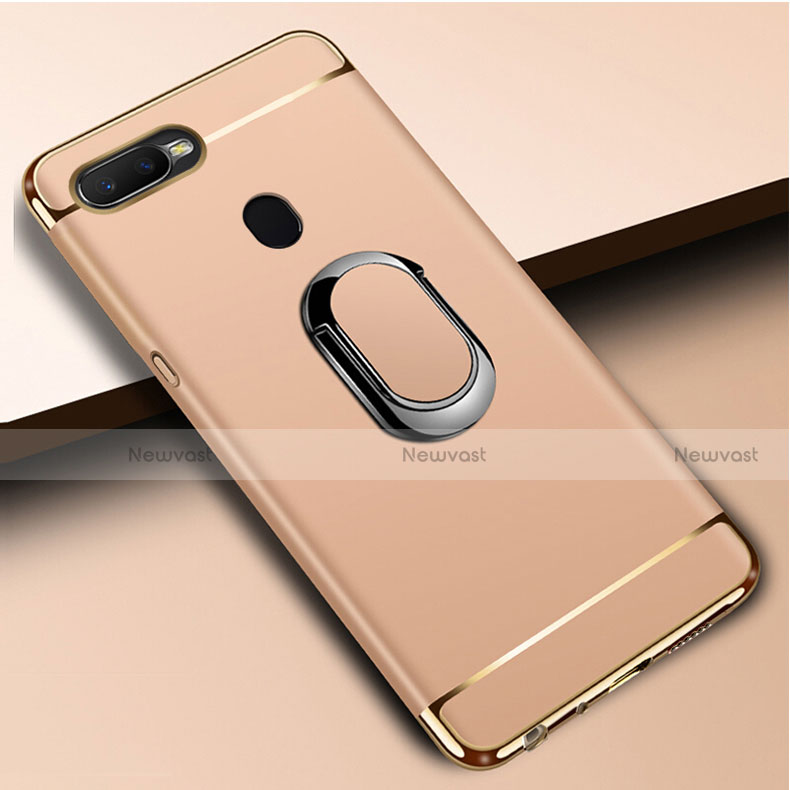 Luxury Metal Frame and Plastic Back Cover Case with Finger Ring Stand A01 for Oppo A7