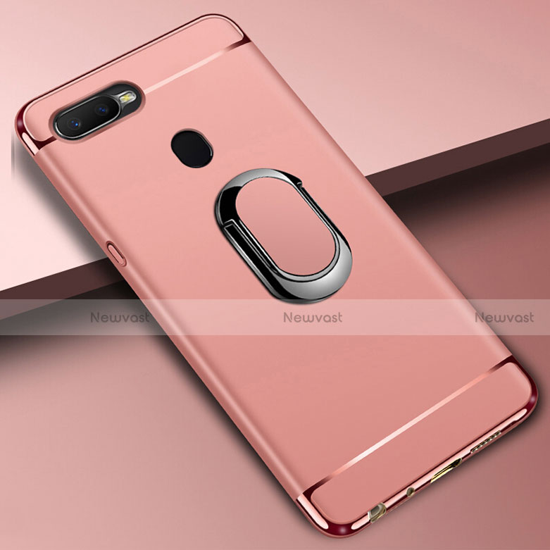Luxury Metal Frame and Plastic Back Cover Case with Finger Ring Stand A01 for Oppo A7
