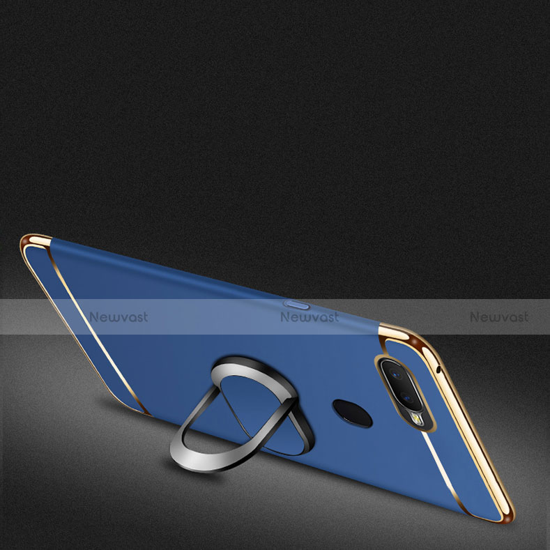 Luxury Metal Frame and Plastic Back Cover Case with Finger Ring Stand A01 for Oppo A7