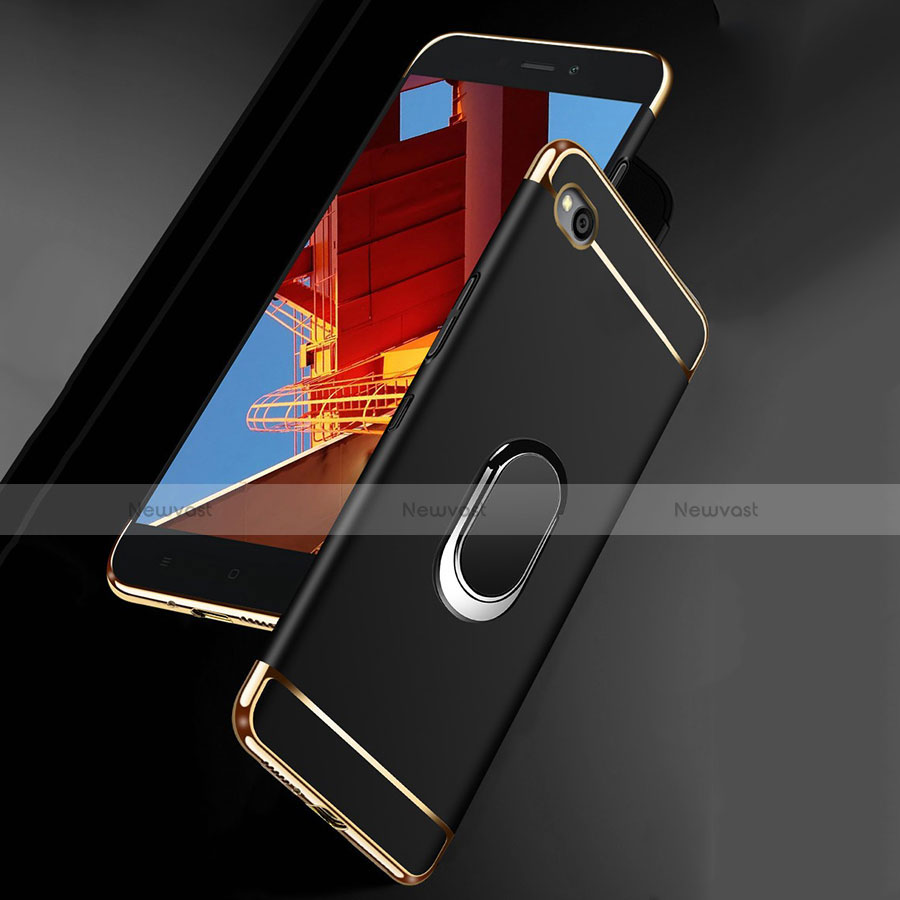Luxury Metal Frame and Plastic Back Cover Case with Finger Ring Stand A01 for Xiaomi Redmi Go