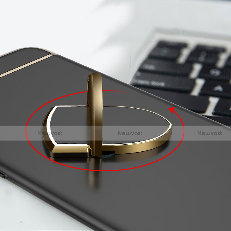 Luxury Metal Frame and Plastic Back Cover Case with Finger Ring Stand A02 for Oppo A7