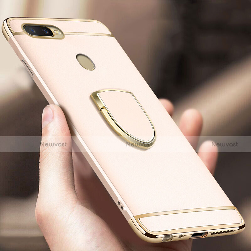 Luxury Metal Frame and Plastic Back Cover Case with Finger Ring Stand A02 for Oppo A7