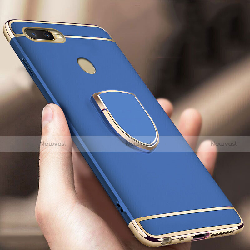 Luxury Metal Frame and Plastic Back Cover Case with Finger Ring Stand A02 for Oppo AX7