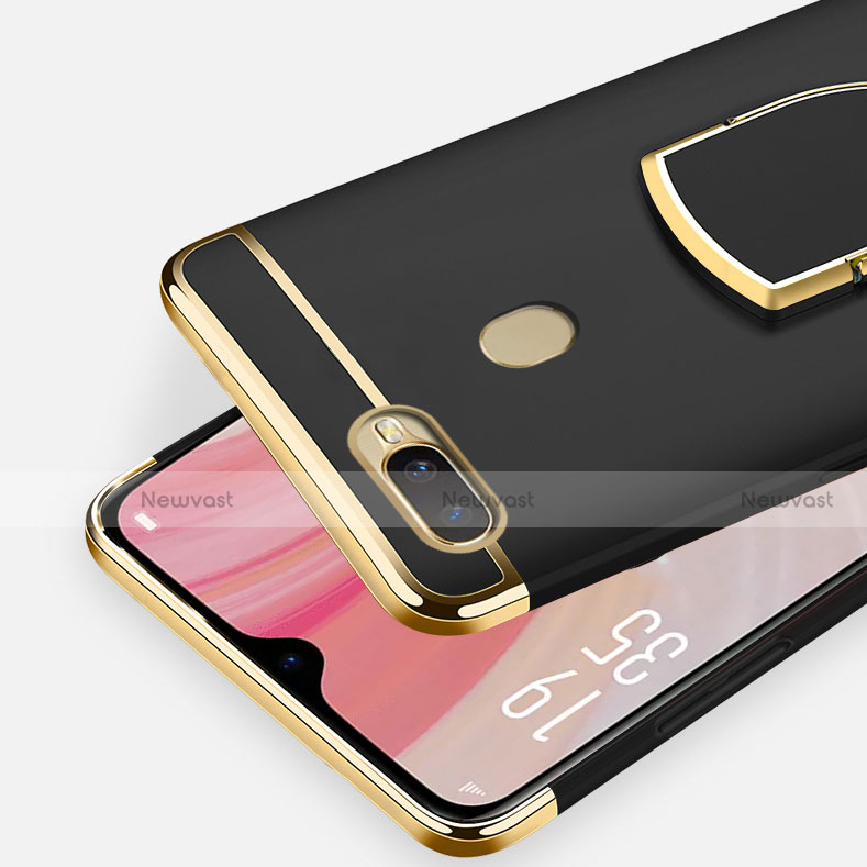 Luxury Metal Frame and Plastic Back Cover Case with Finger Ring Stand A02 for Oppo AX7