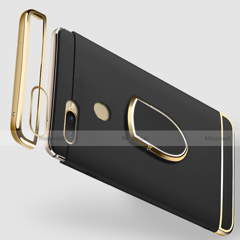 Luxury Metal Frame and Plastic Back Cover Case with Finger Ring Stand A02 for Oppo AX7