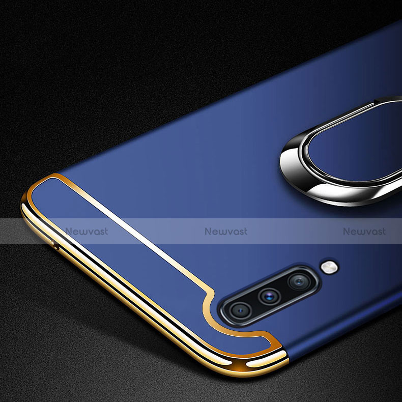 Luxury Metal Frame and Plastic Back Cover Case with Finger Ring Stand and Lanyard for Samsung Galaxy A90 5G