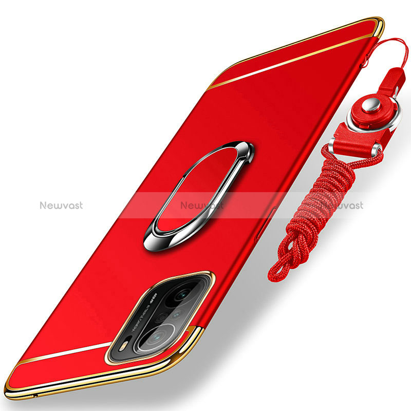 Luxury Metal Frame and Plastic Back Cover Case with Finger Ring Stand for Xiaomi Mi 11X Pro 5G