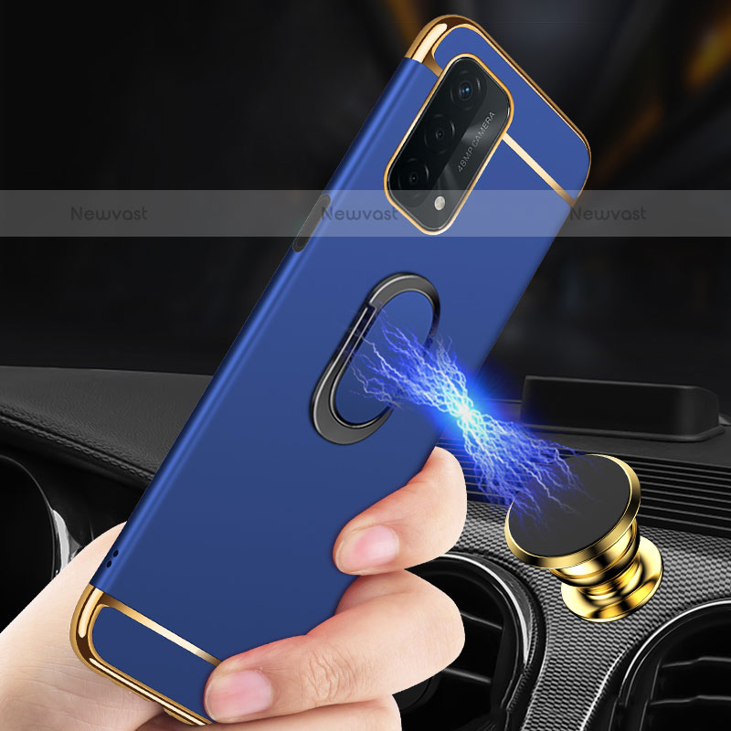 Luxury Metal Frame and Plastic Back Cover Case with Finger Ring Stand P01 for OnePlus Nord N200 5G
