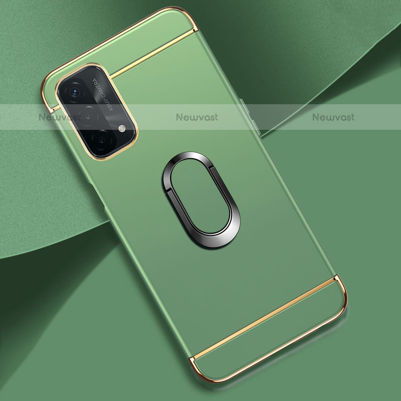 Luxury Metal Frame and Plastic Back Cover Case with Finger Ring Stand P02 for OnePlus Nord N200 5G Matcha Green