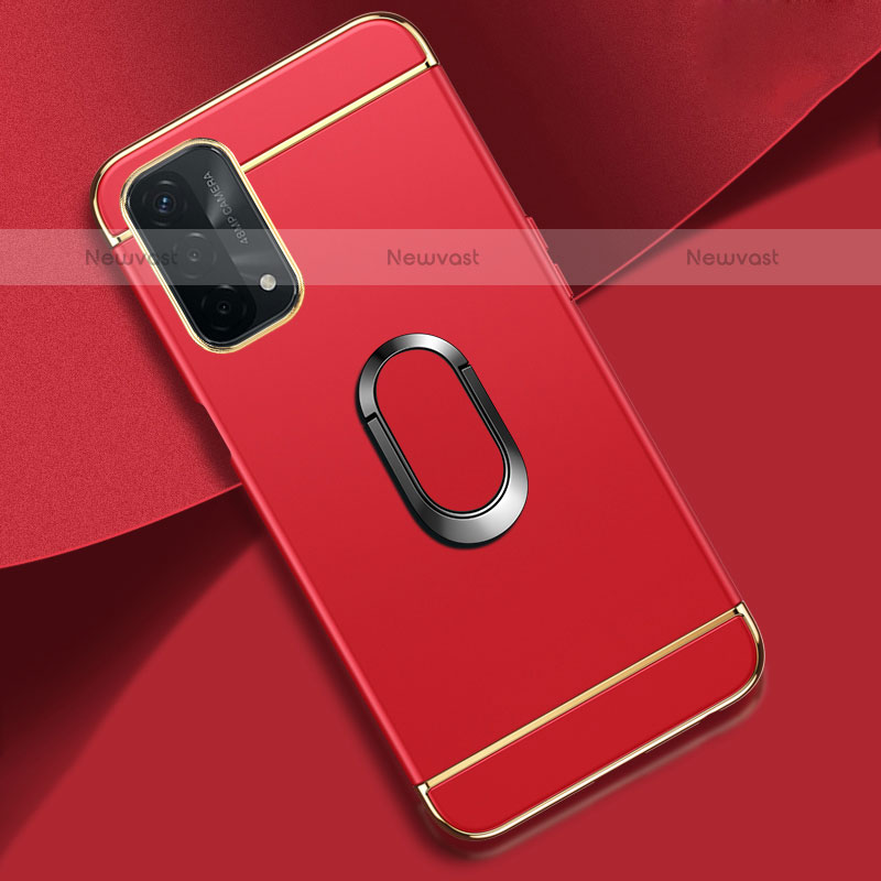 Luxury Metal Frame and Plastic Back Cover Case with Finger Ring Stand P02 for Oppo A93 5G