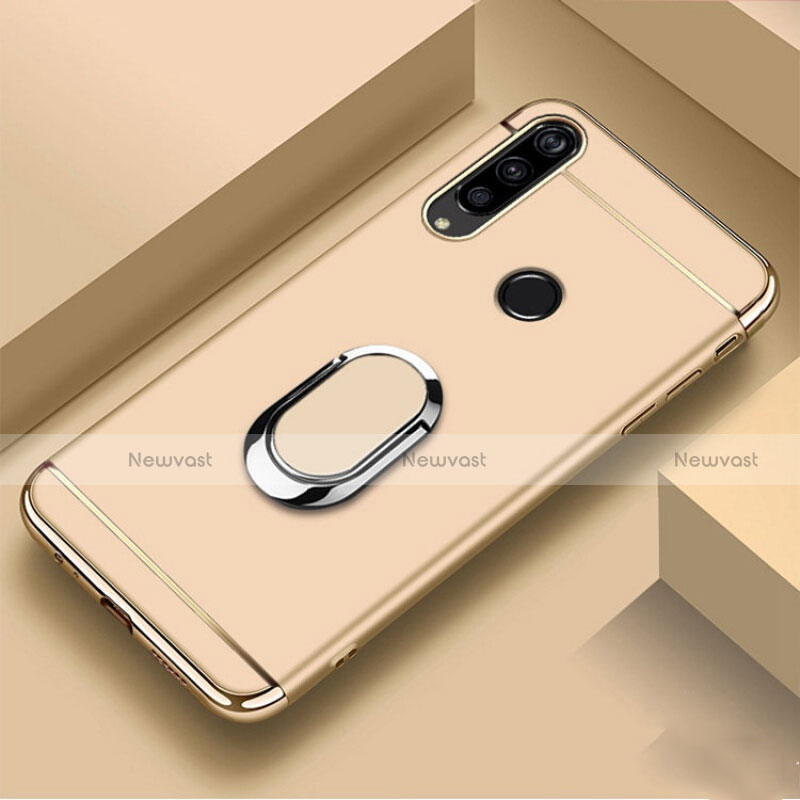 Luxury Metal Frame and Plastic Back Cover Case with Finger Ring Stand T01 for Huawei Honor 20 Lite Gold