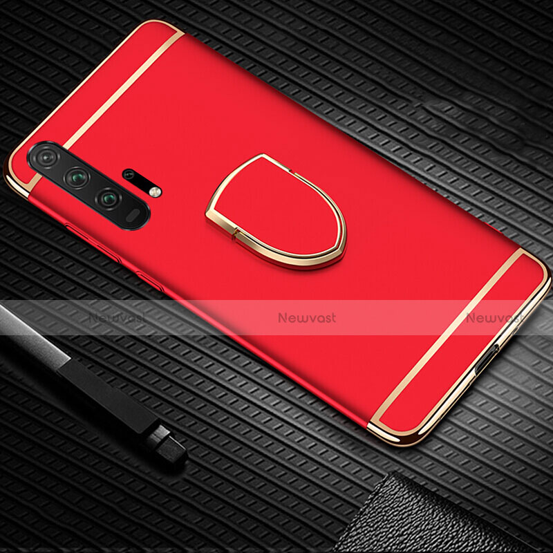 Luxury Metal Frame and Plastic Back Cover Case with Finger Ring Stand T01 for Huawei Honor 20 Pro