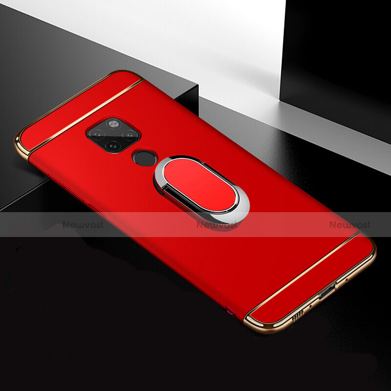 Luxury Metal Frame and Plastic Back Cover Case with Finger Ring Stand T01 for Huawei Mate 20
