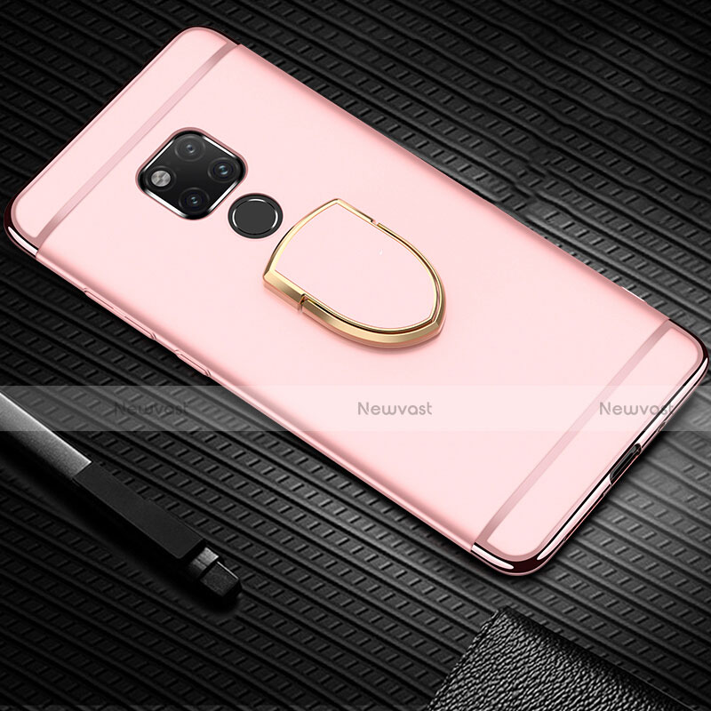 Luxury Metal Frame and Plastic Back Cover Case with Finger Ring Stand T01 for Huawei Mate 20 X 5G