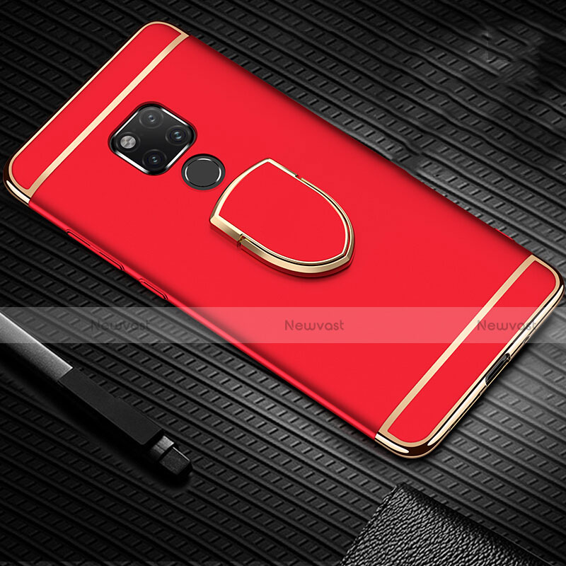 Luxury Metal Frame and Plastic Back Cover Case with Finger Ring Stand T01 for Huawei Mate 20 X 5G