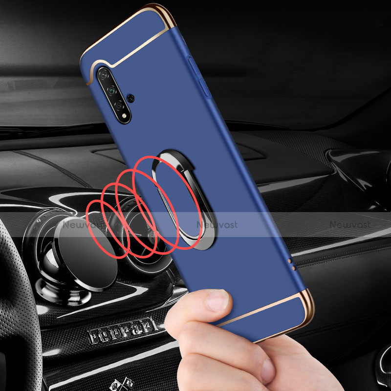 Luxury Metal Frame and Plastic Back Cover Case with Finger Ring Stand T01 for Huawei Nova 5 Pro