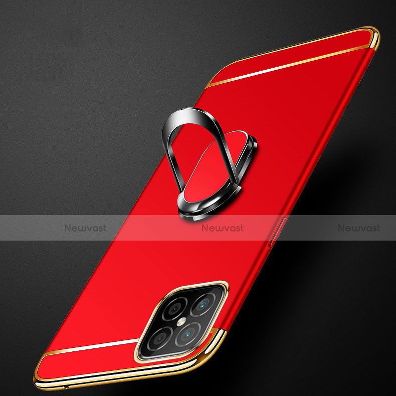 Luxury Metal Frame and Plastic Back Cover Case with Finger Ring Stand T01 for Huawei Nova 8 SE 5G