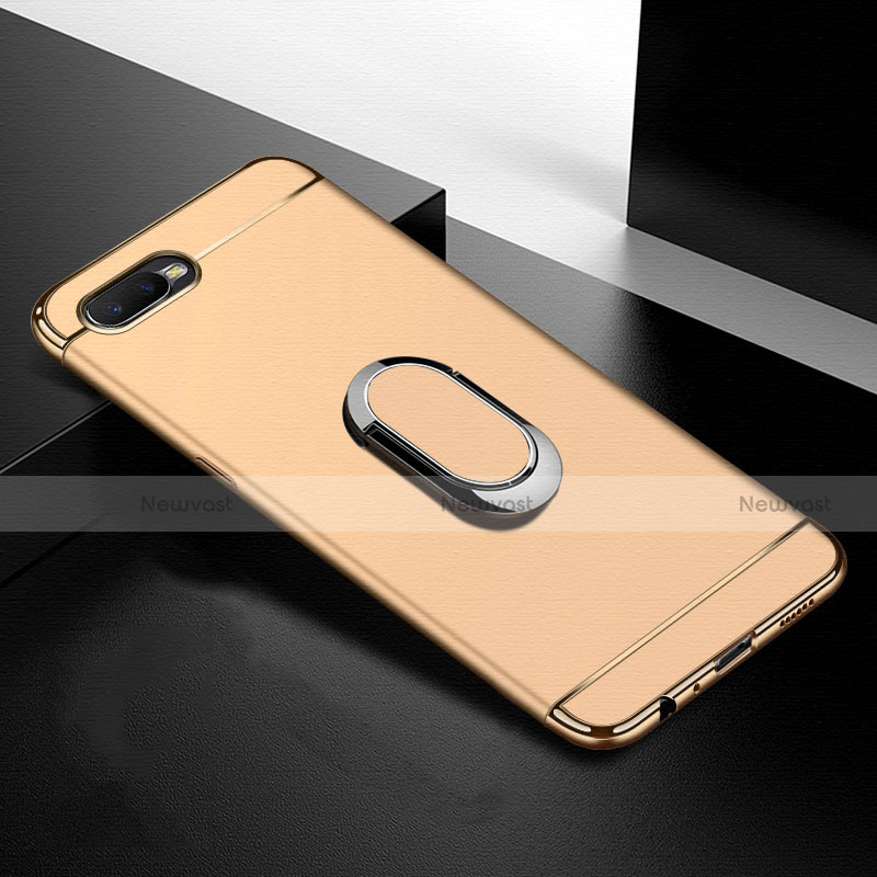 Luxury Metal Frame and Plastic Back Cover Case with Finger Ring Stand T01 for Oppo R17 Neo
