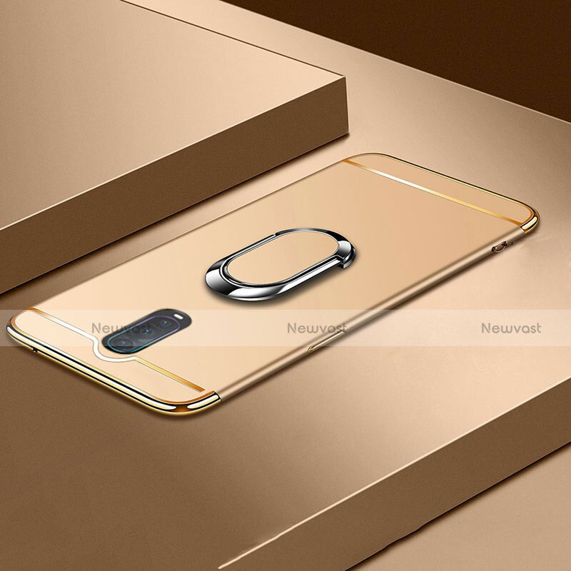 Luxury Metal Frame and Plastic Back Cover Case with Finger Ring Stand T01 for Oppo RX17 Pro