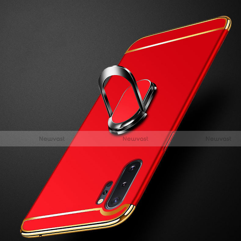 Luxury Metal Frame and Plastic Back Cover Case with Finger Ring Stand T01 for Samsung Galaxy Note 10 Plus 5G