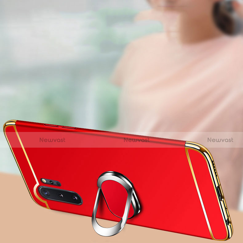 Luxury Metal Frame and Plastic Back Cover Case with Finger Ring Stand T01 for Samsung Galaxy Note 10 Plus