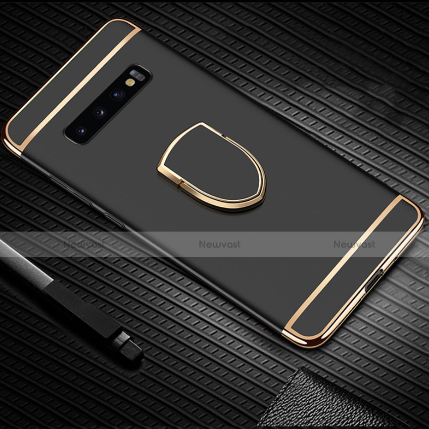 Luxury Metal Frame and Plastic Back Cover Case with Finger Ring Stand T01 for Samsung Galaxy S10 5G