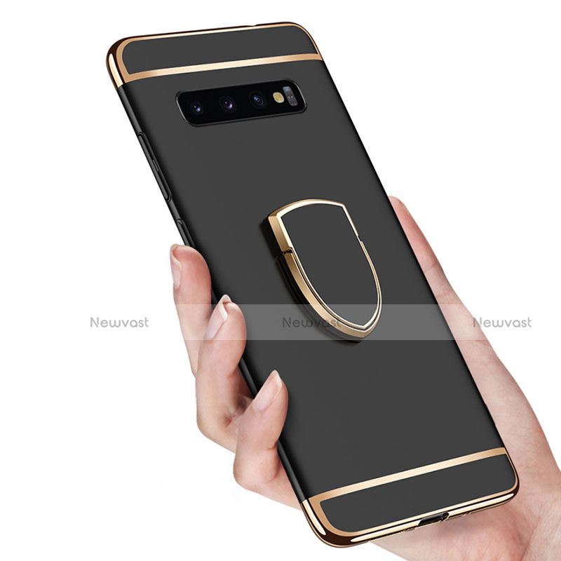 Luxury Metal Frame and Plastic Back Cover Case with Finger Ring Stand T01 for Samsung Galaxy S10 5G