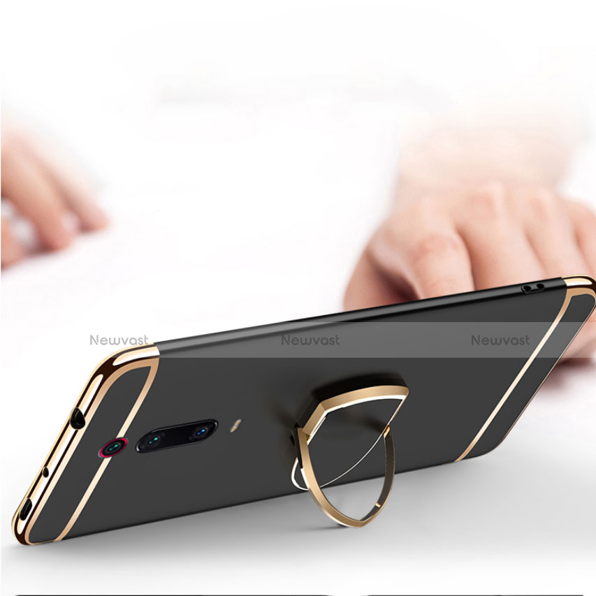 Luxury Metal Frame and Plastic Back Cover Case with Finger Ring Stand T01 for Xiaomi Mi 9T Pro