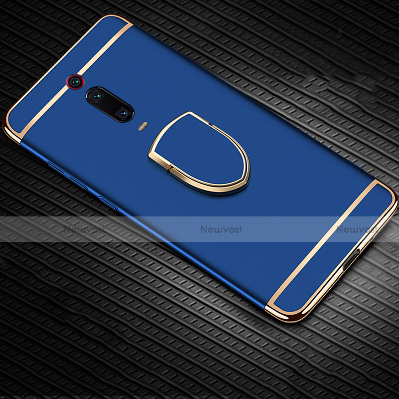 Luxury Metal Frame and Plastic Back Cover Case with Finger Ring Stand T01 for Xiaomi Mi 9T Pro