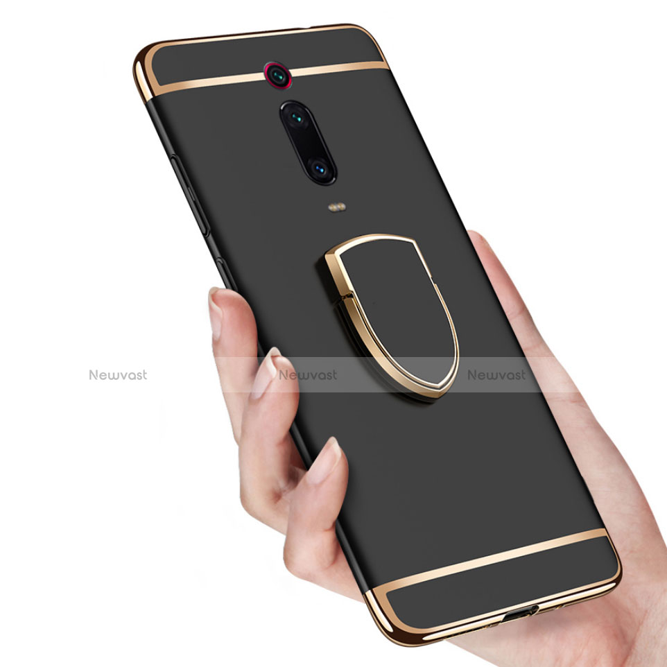 Luxury Metal Frame and Plastic Back Cover Case with Finger Ring Stand T01 for Xiaomi Mi 9T Pro